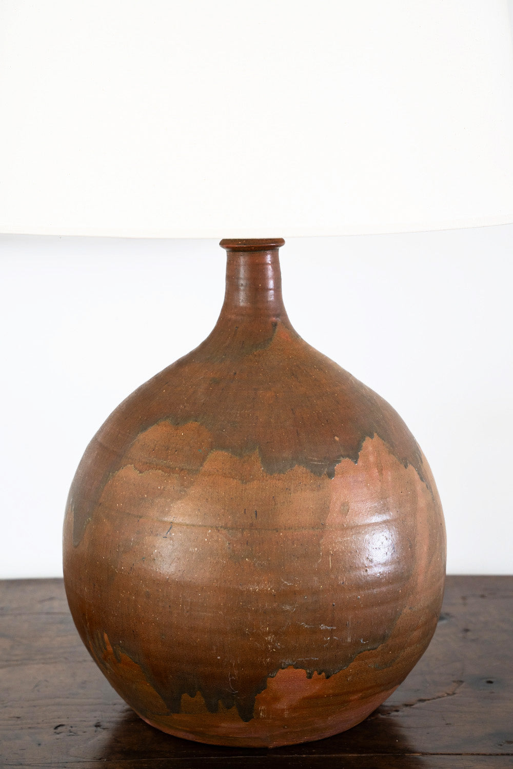 Tall table lamp in brown ceramic