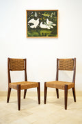 Pareja de sillas de roble y sisal