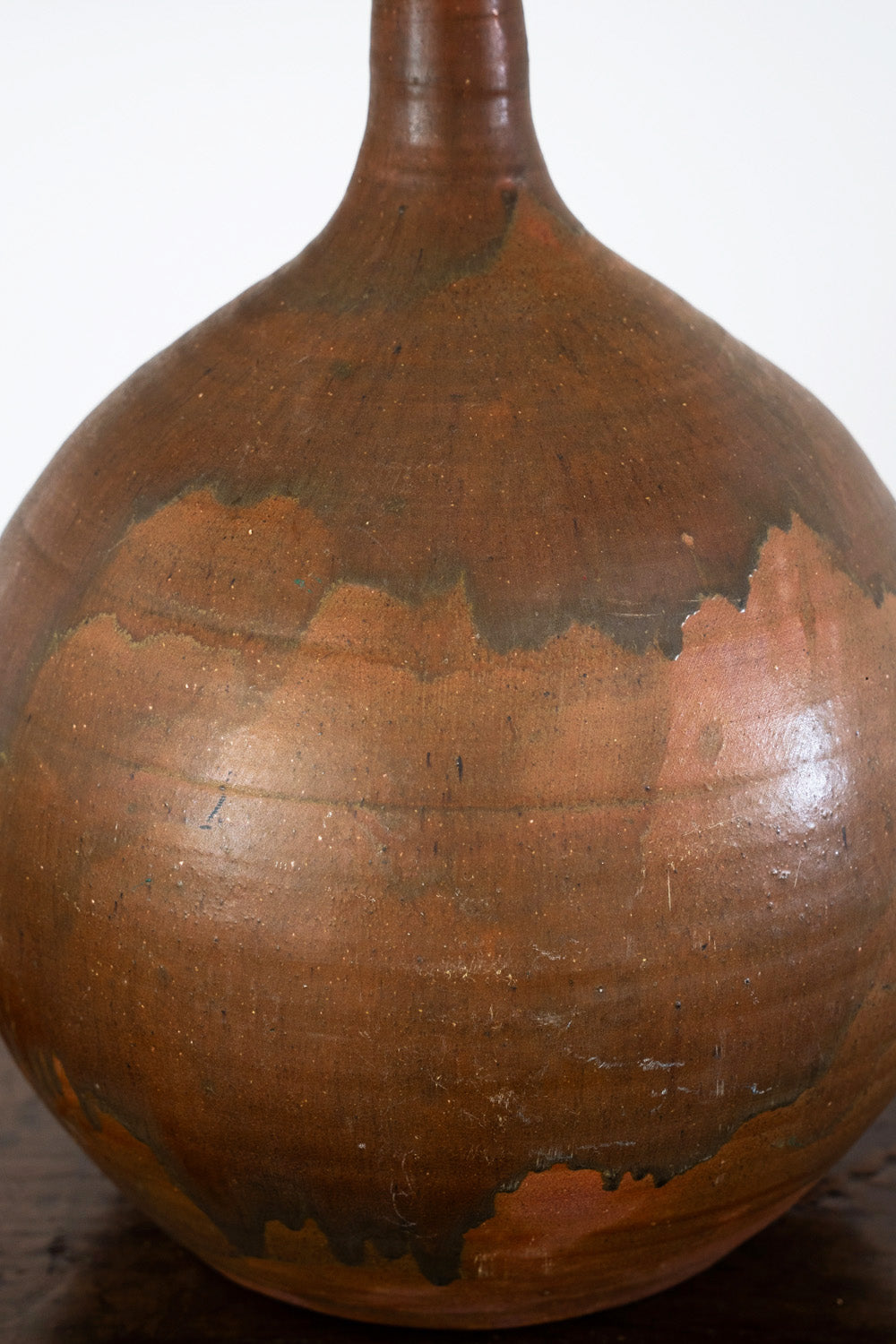 Tall table lamp in brown ceramic