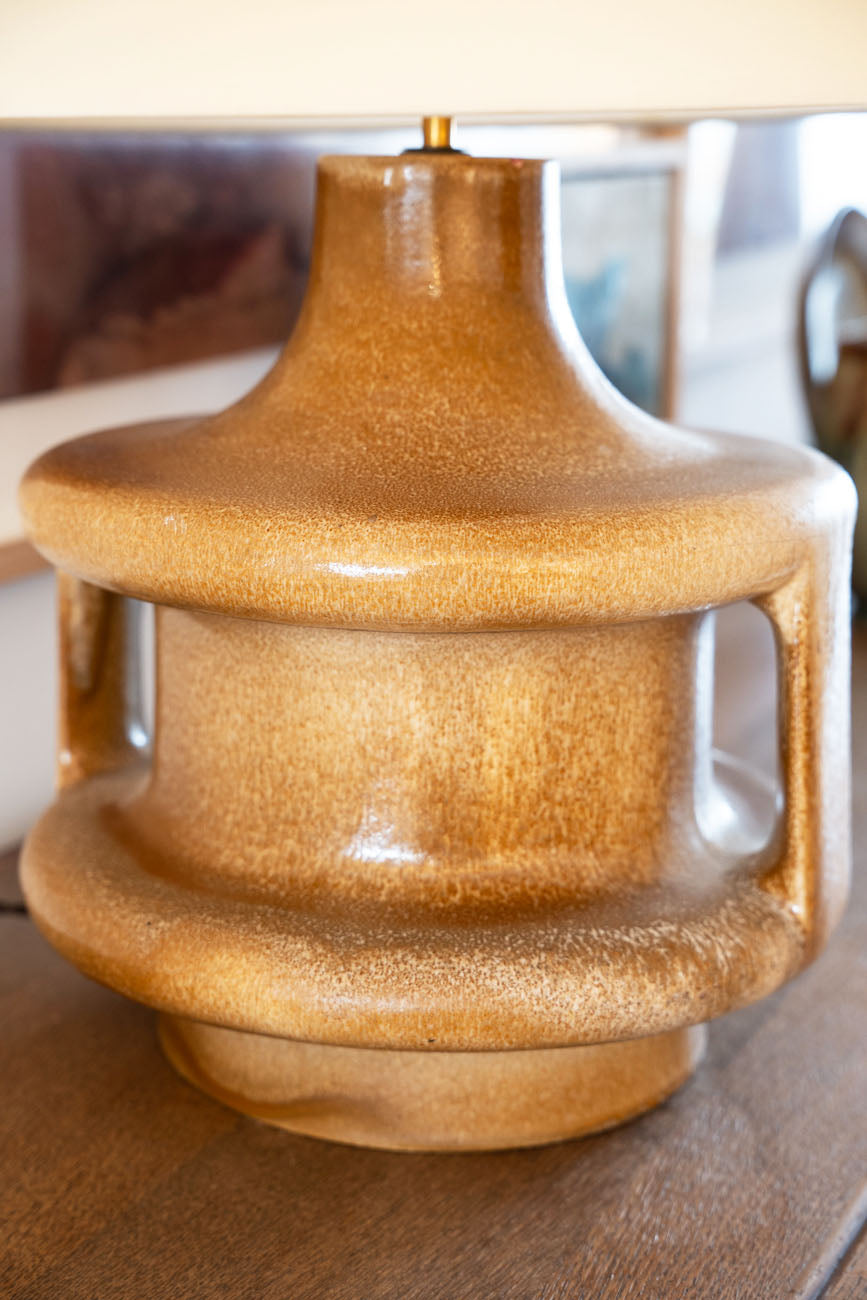Tall ceramic table lamp with handles