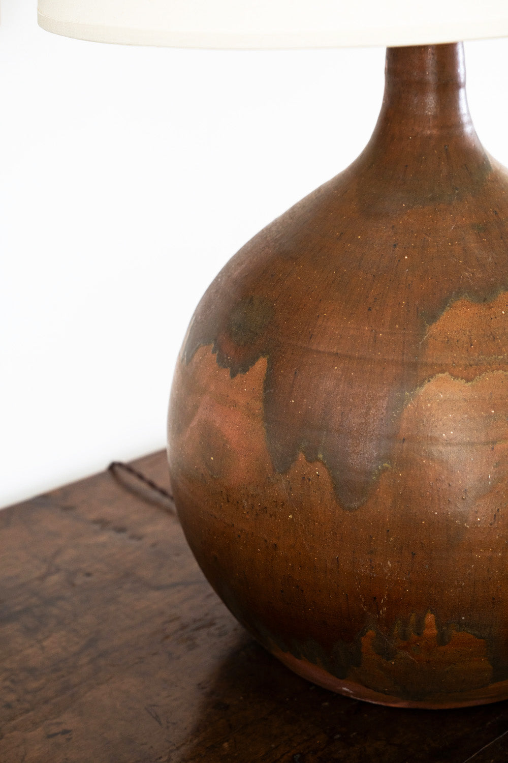 Tall table lamp in brown ceramic