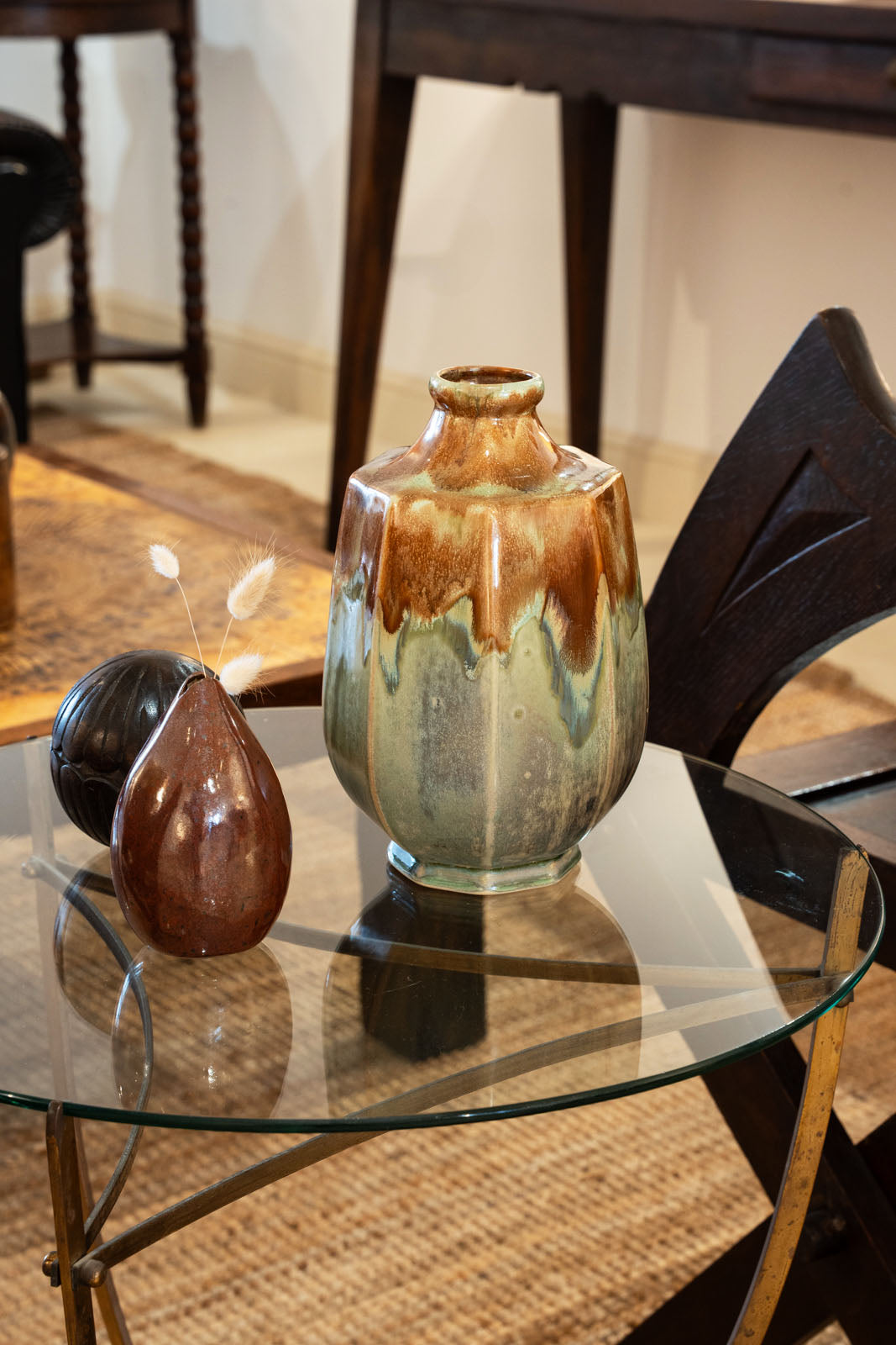 Vase octogonal en céramique émaillée