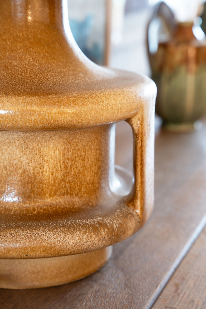 Tall ceramic table lamp with handles