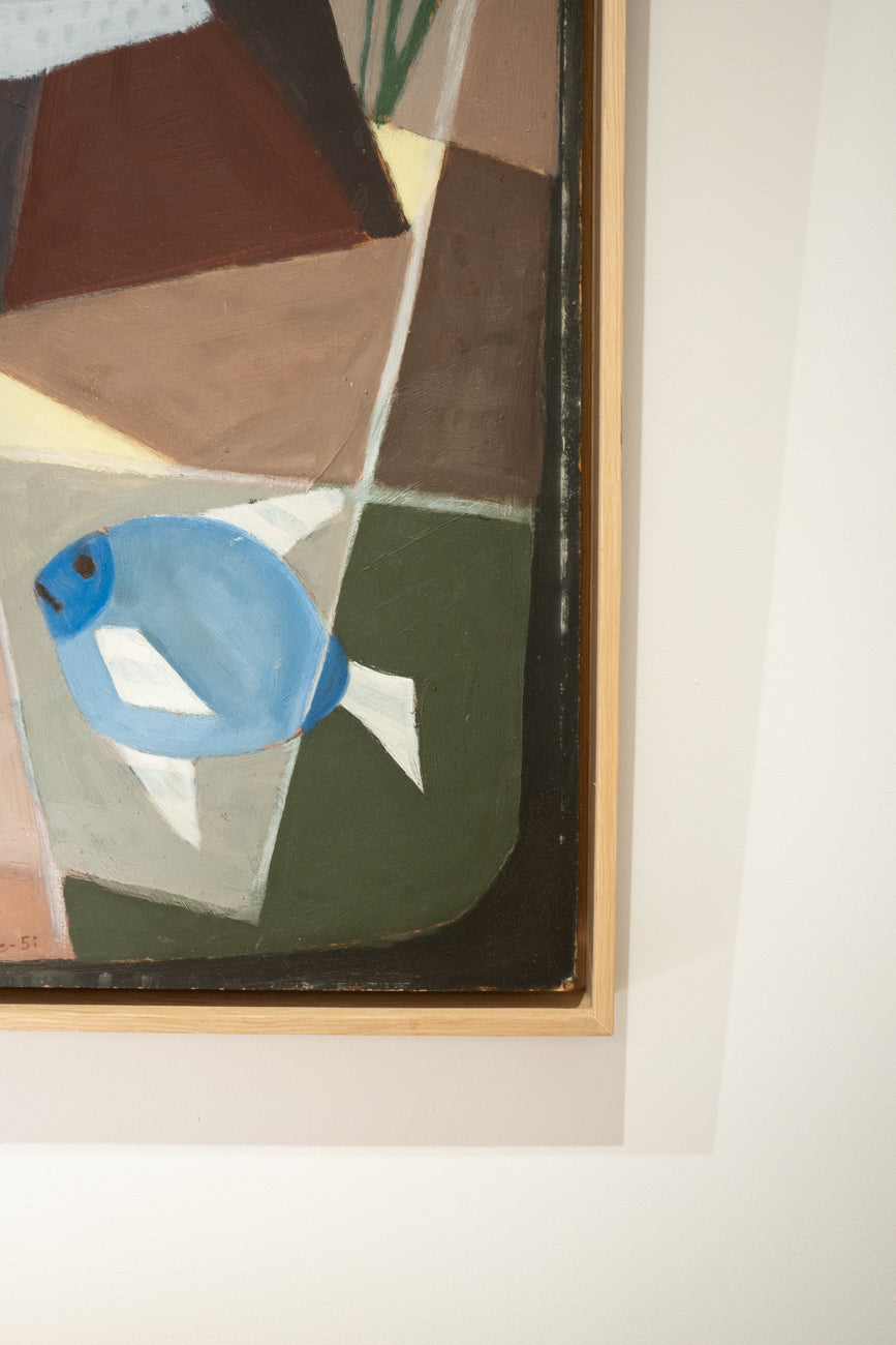 Grande gouache aux poissons