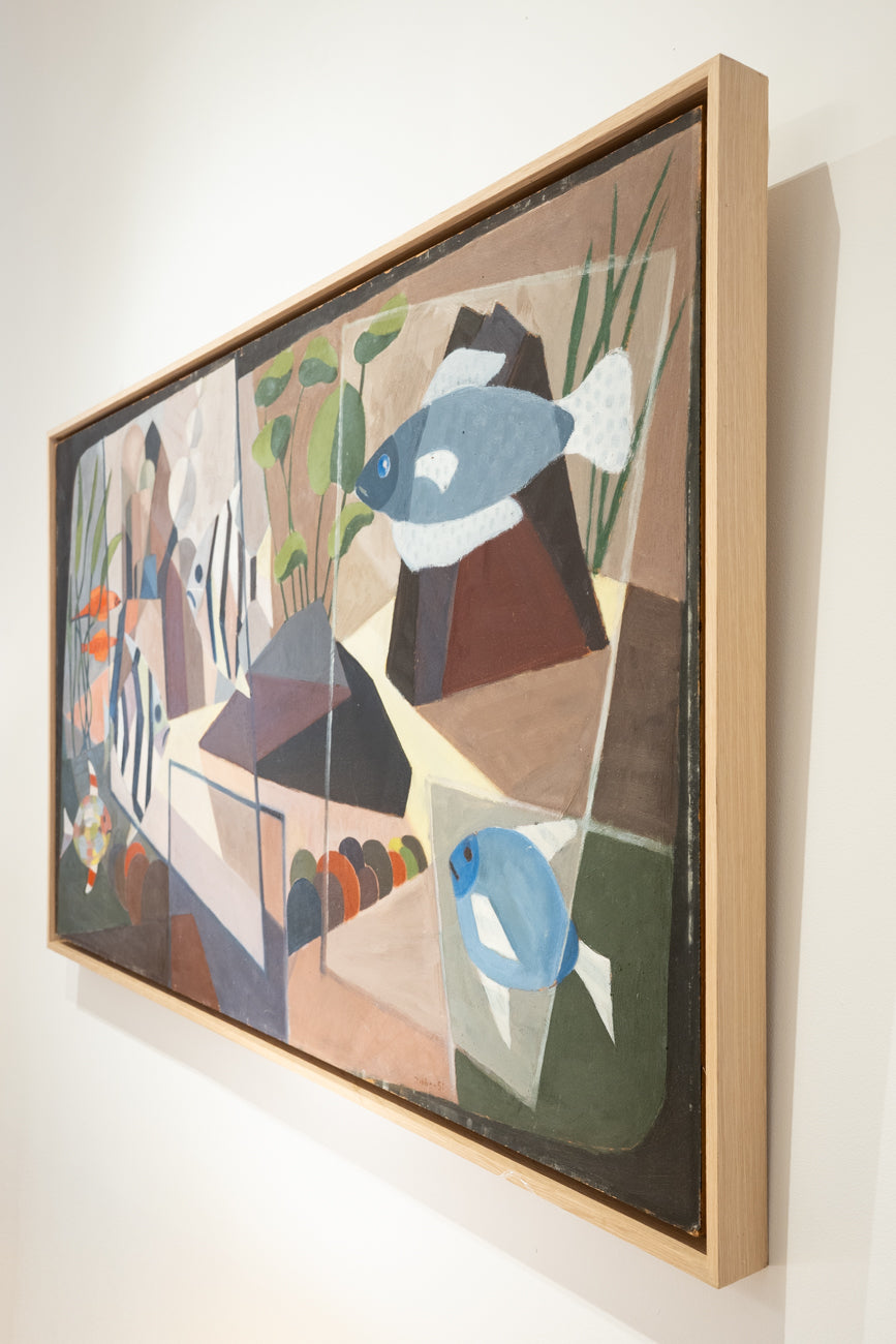 Grande gouache aux poissons