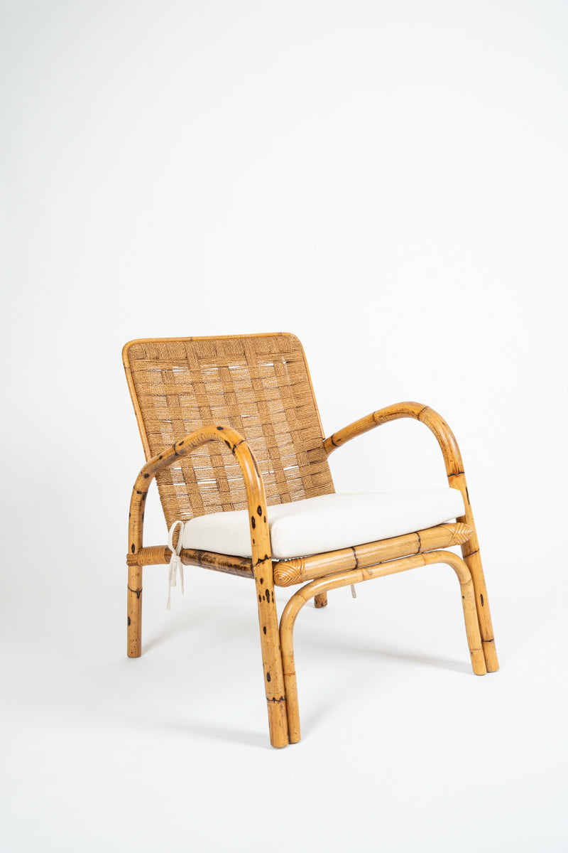 Pair of bamboo and sisal armchairs