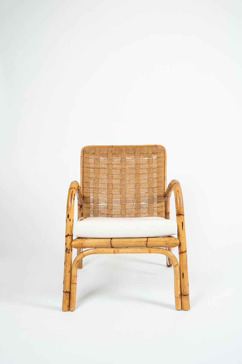 Pair of bamboo and sisal armchairs