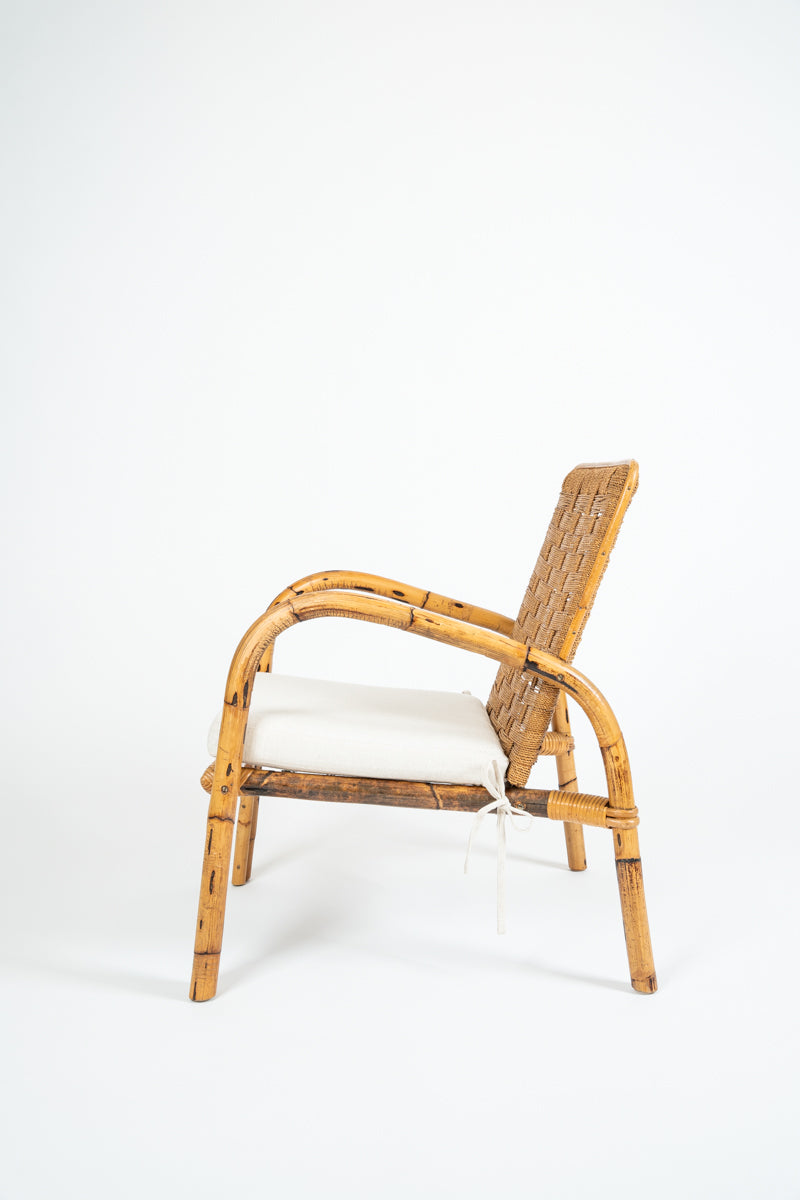 Pair of bamboo and sisal armchairs