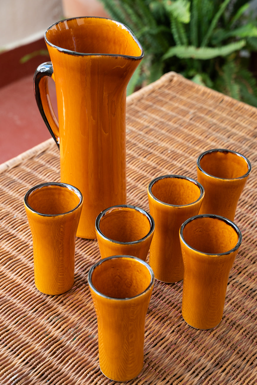 Glazed ceramic orangeade set