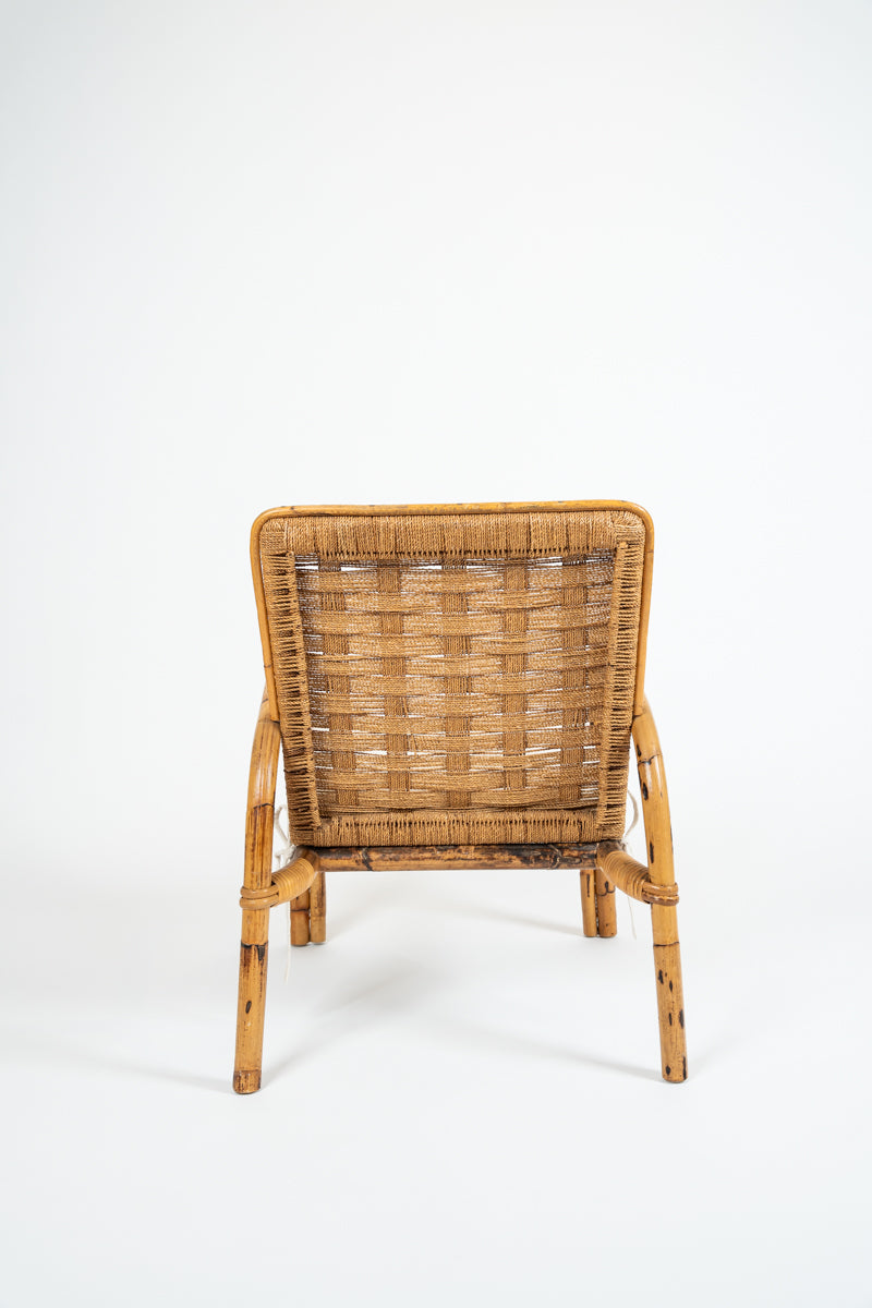 Pair of bamboo and sisal armchairs