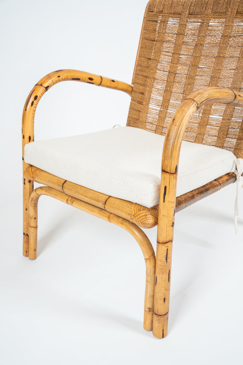 Pair of bamboo and sisal armchairs