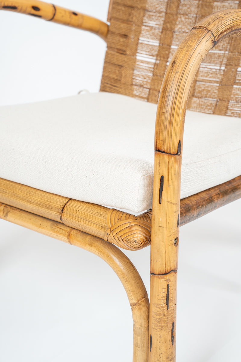 Pair of bamboo and sisal armchairs