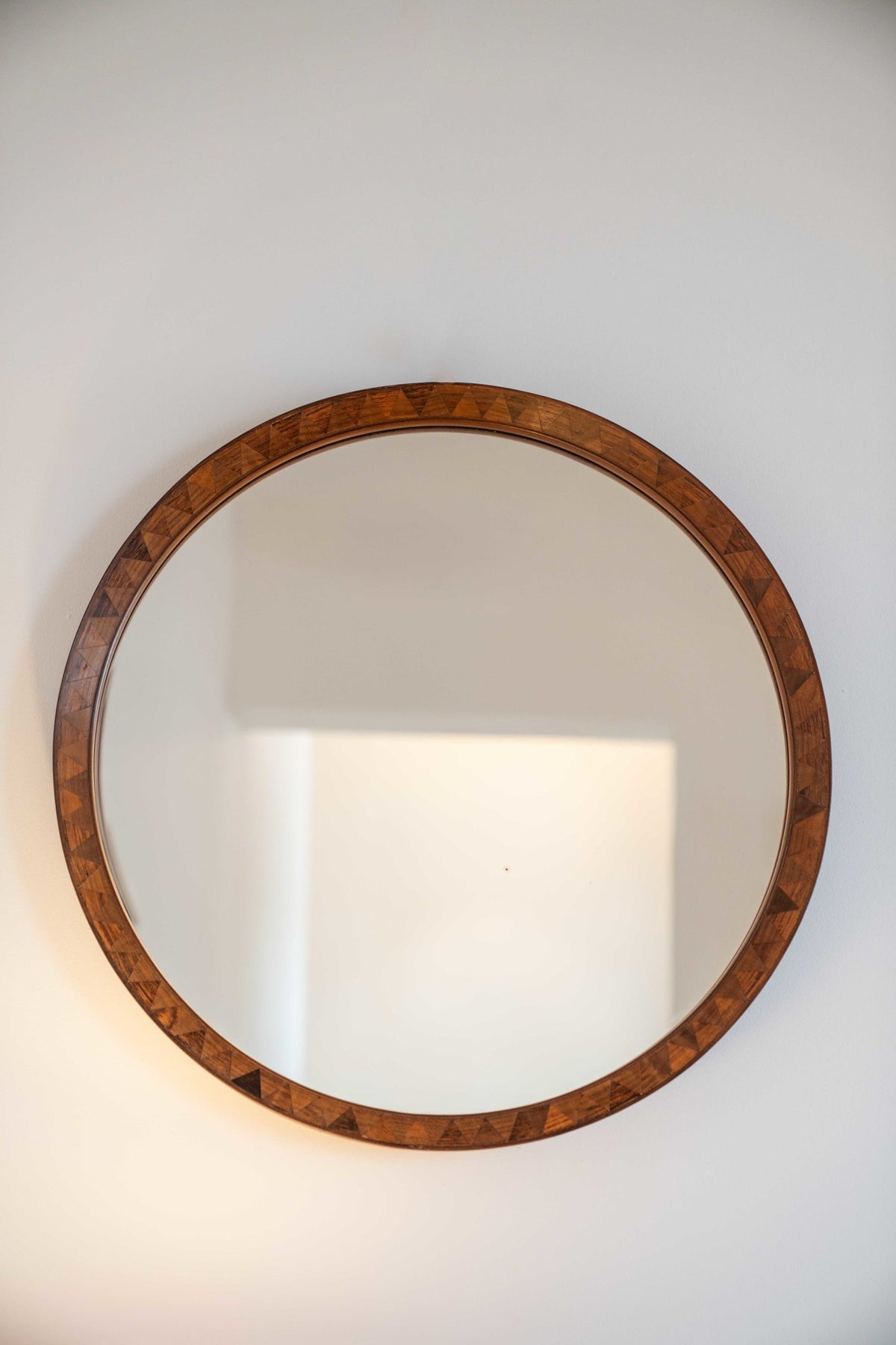 Circular oak mirror