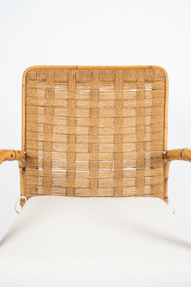 Pair of bamboo and sisal armchairs