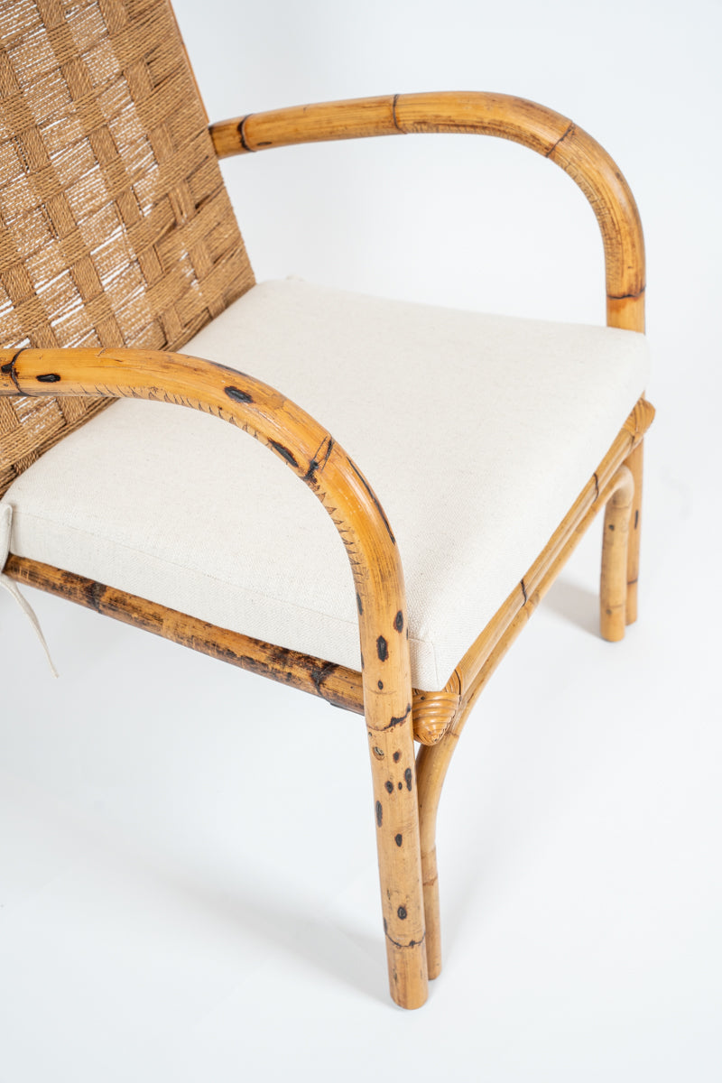 Pair of bamboo and sisal armchairs