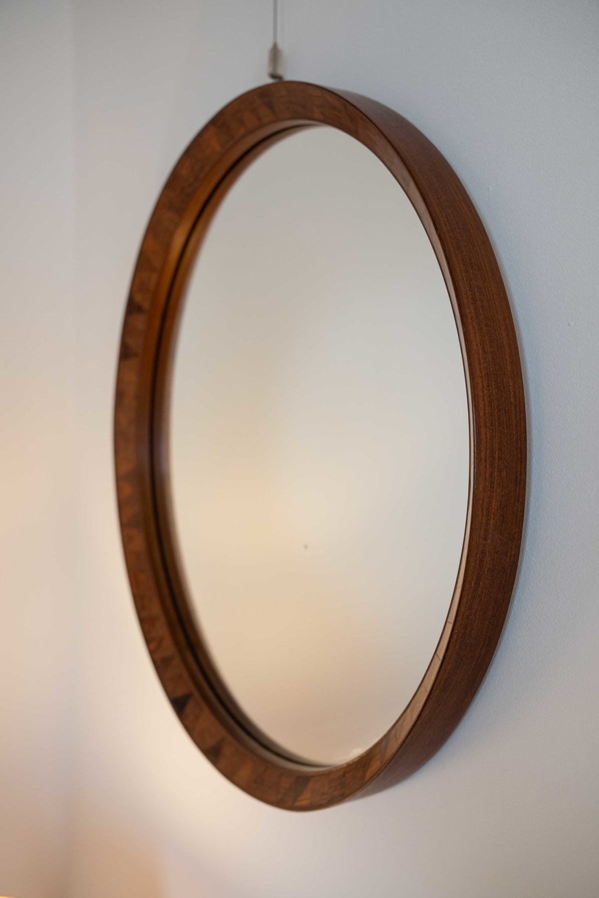 Circular oak mirror