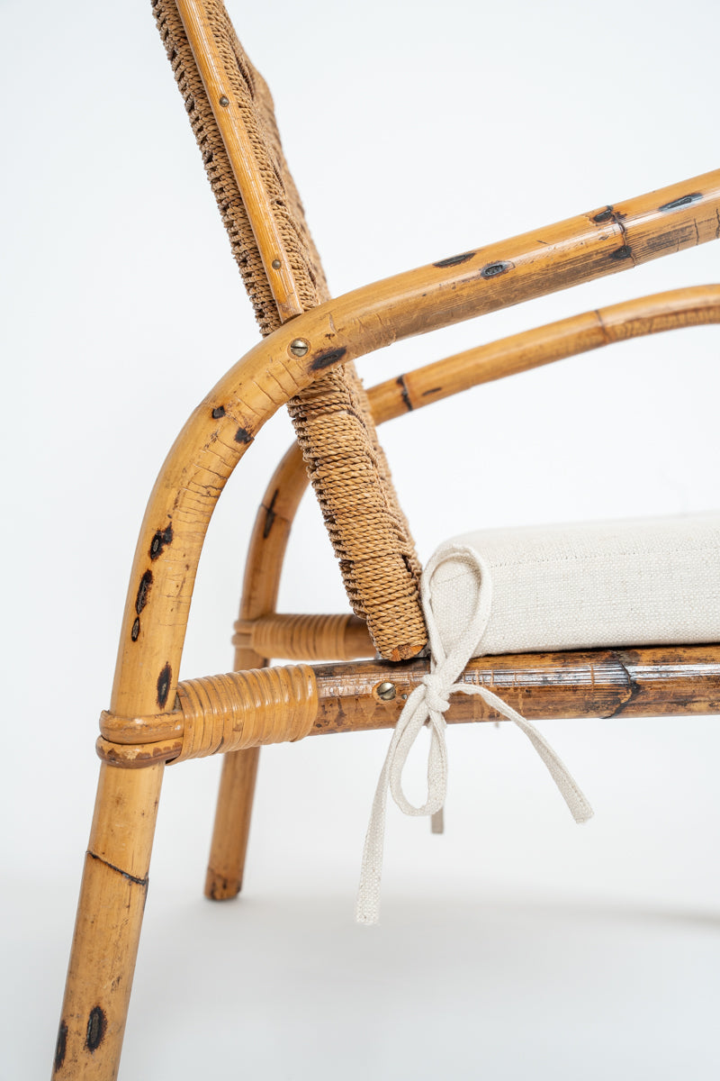 Pair of bamboo and sisal armchairs