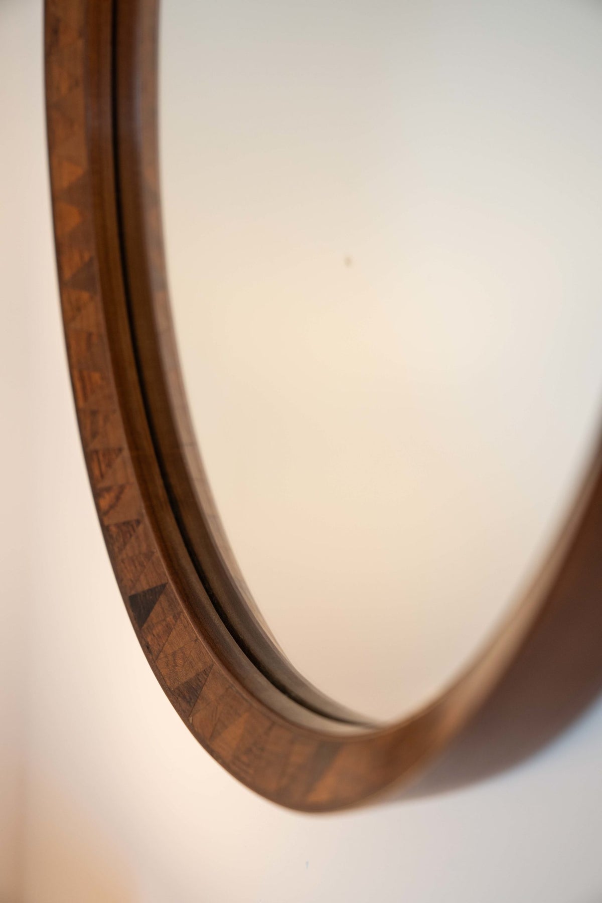Circular oak mirror
