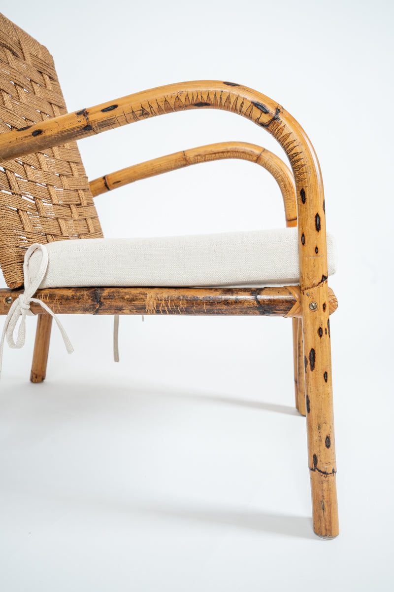Pair of bamboo and sisal armchairs