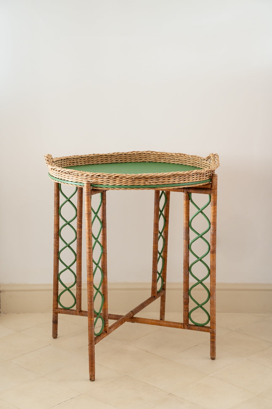 Rattan and bamboo side table