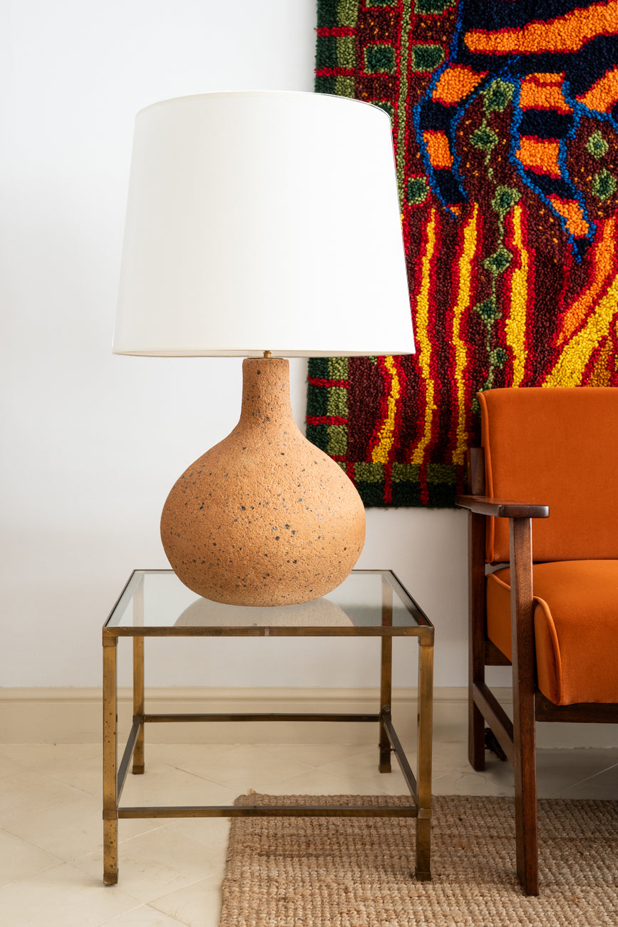 Tall terracotta lamp