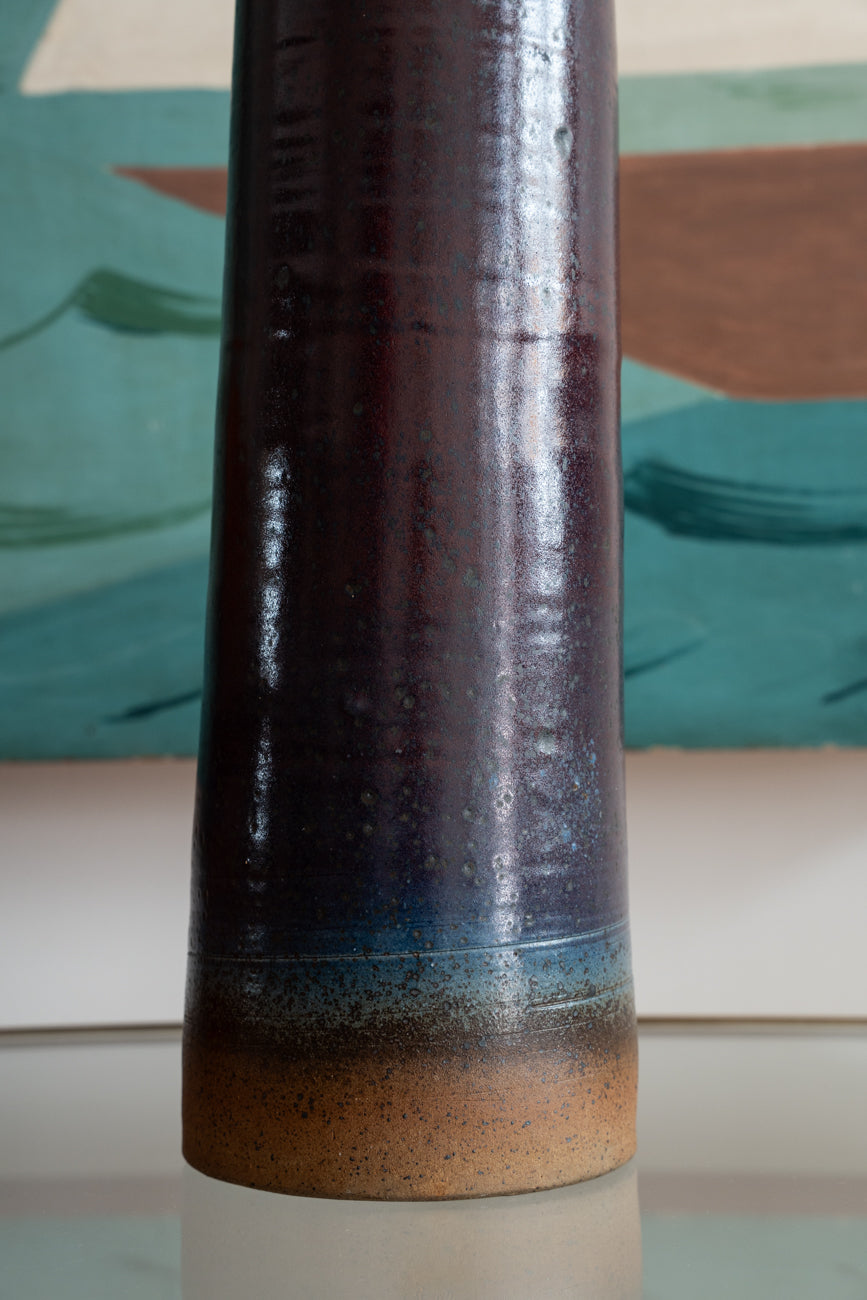 Grande lampe tubulaire en céramique émaillée