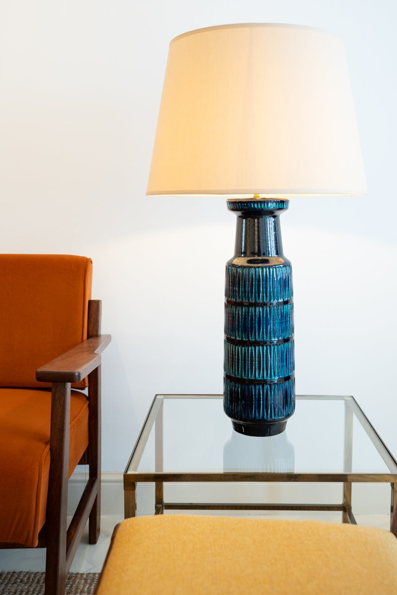 Paire de grandes lampes en céramique émaillée