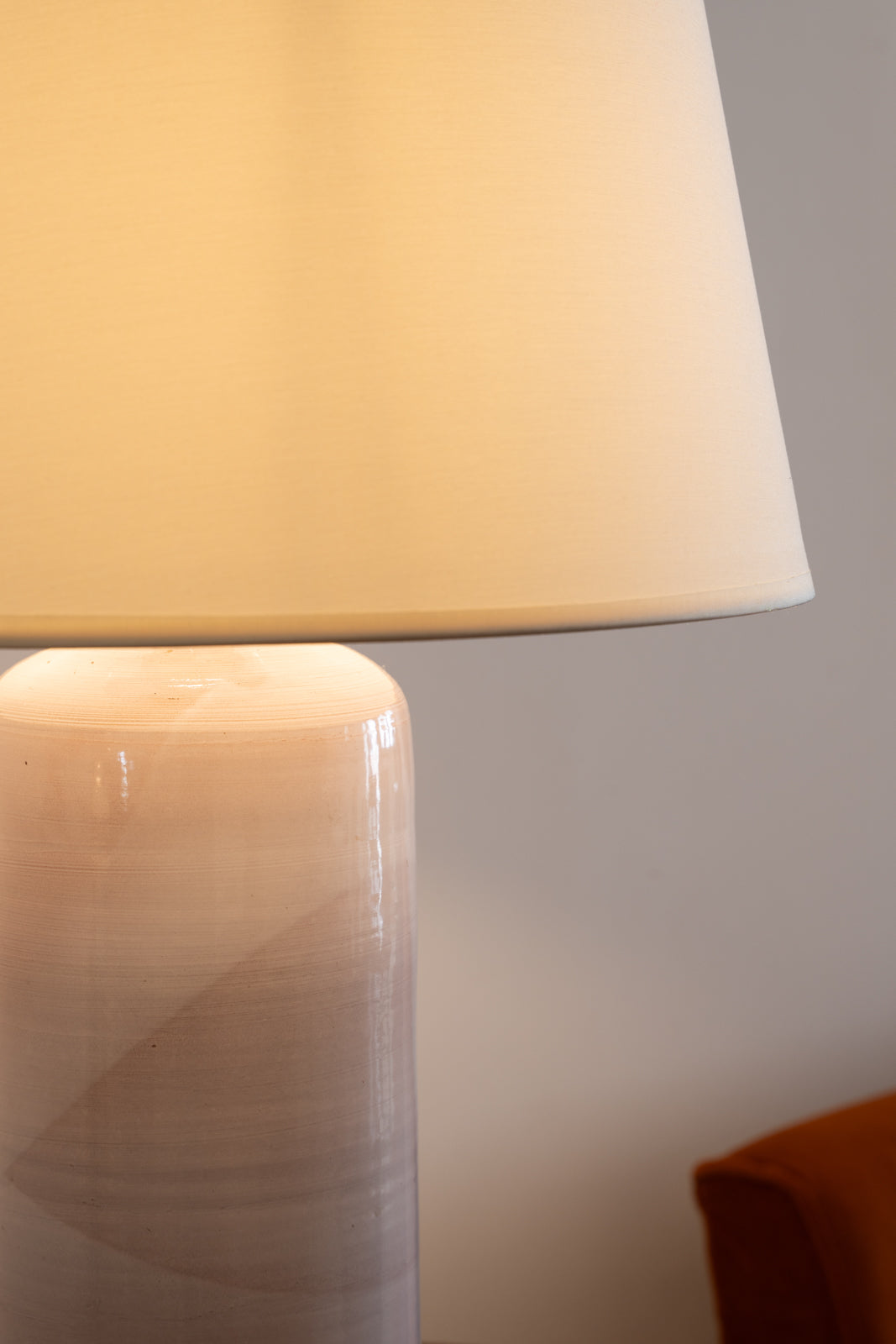 Light pink glazed ceramic lamp