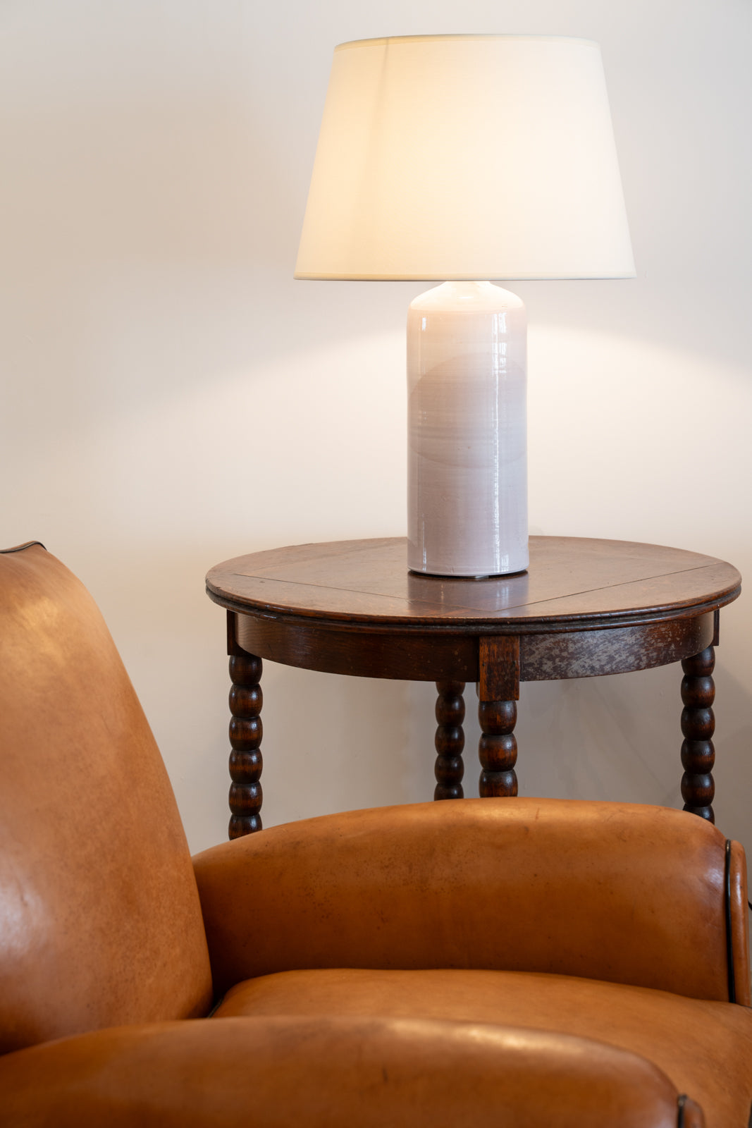 Light pink glazed ceramic lamp