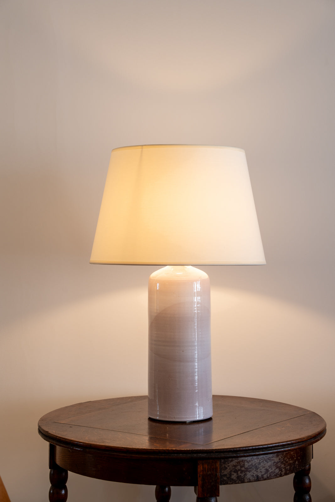 Light pink glazed ceramic lamp
