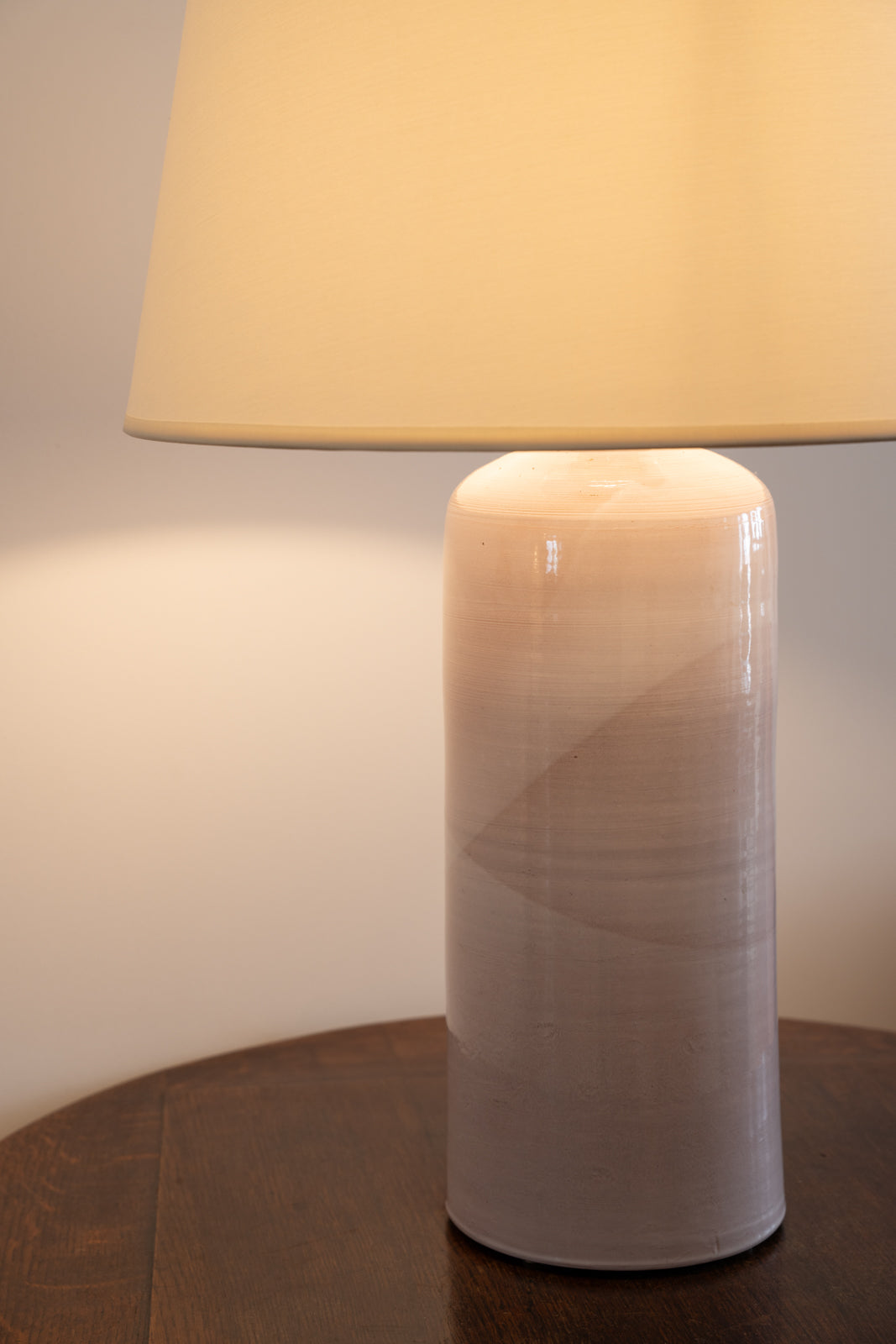 Light pink glazed ceramic lamp