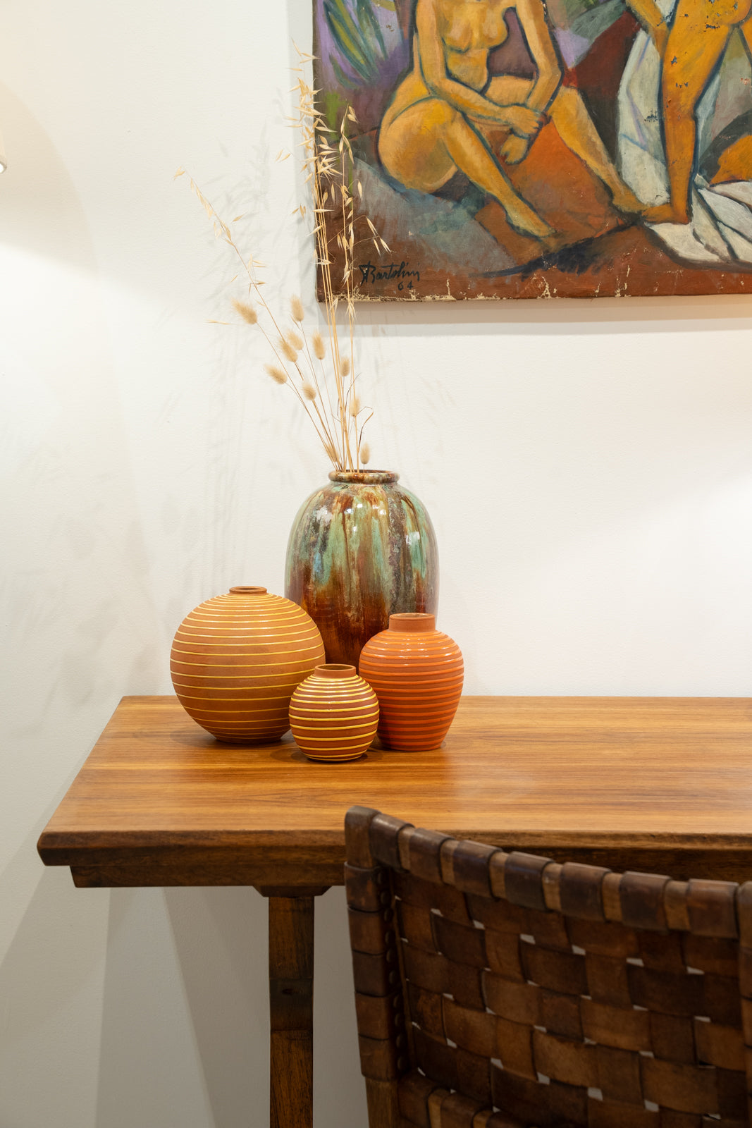 Trois vases boule en céramique