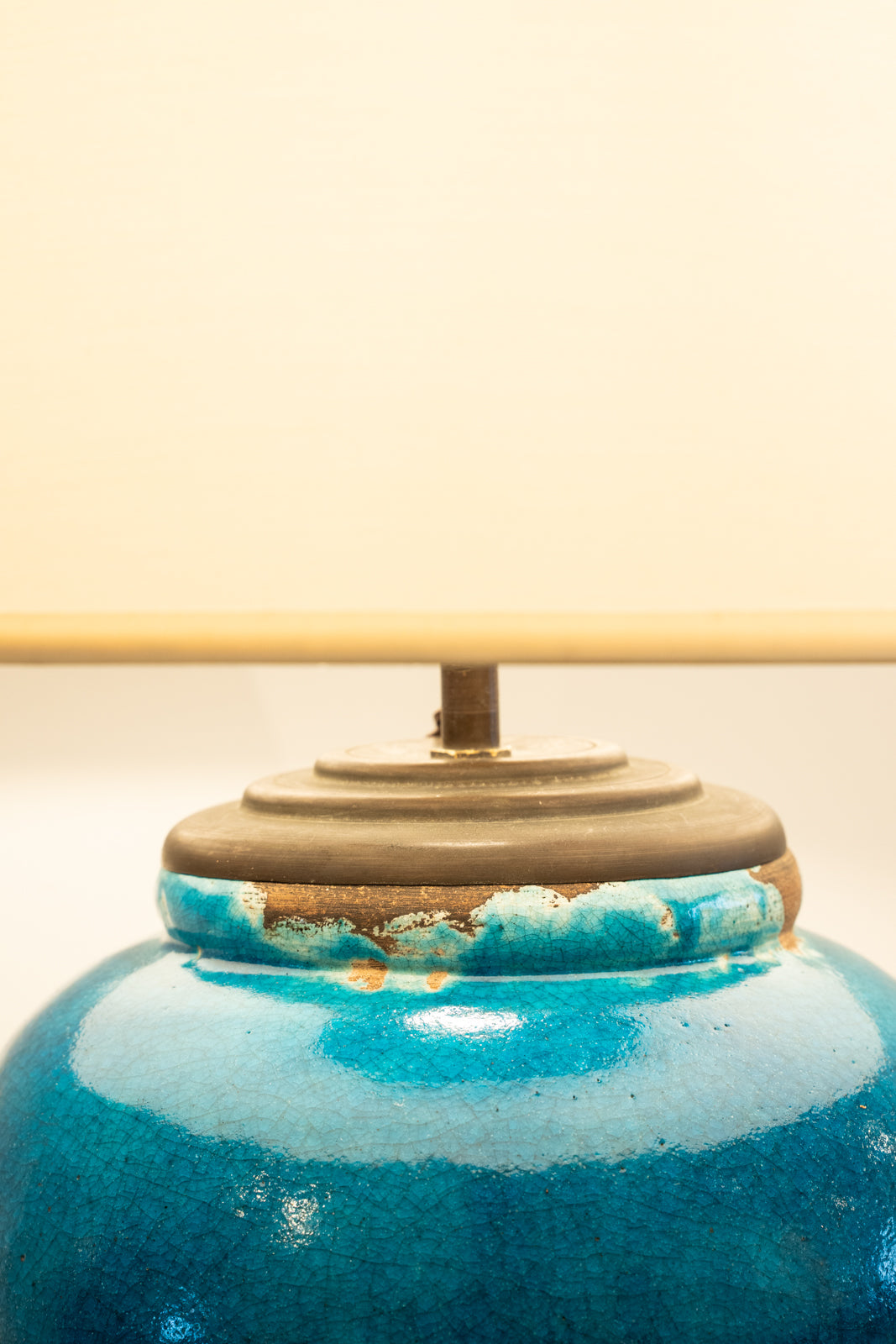Turquoise blue glazed ceramic table lamp