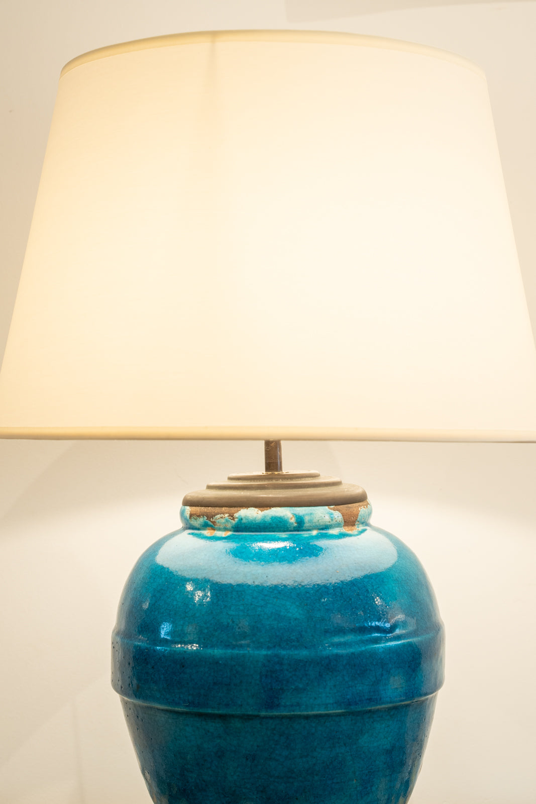 Turquoise blue glazed ceramic table lamp