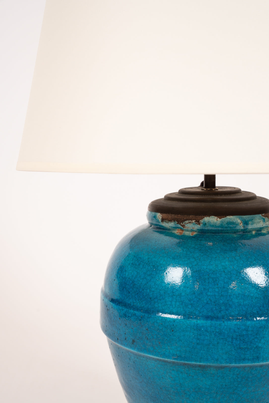 Turquoise blue glazed ceramic table lamp