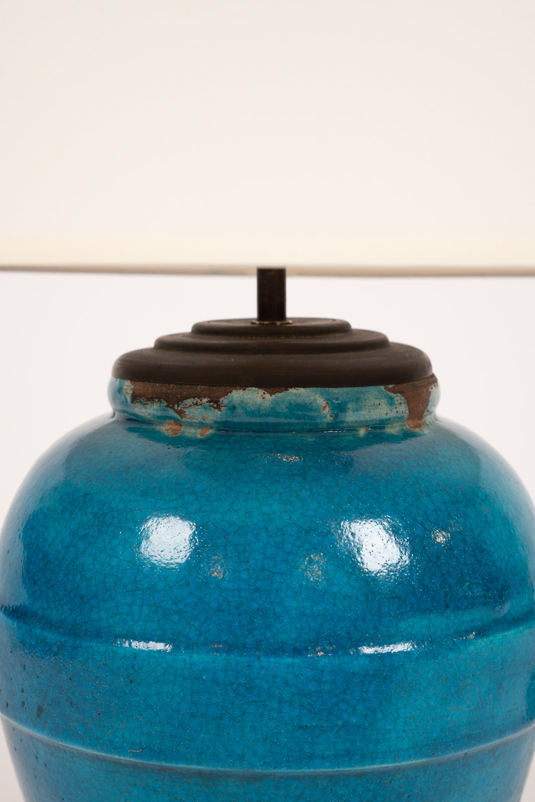 Turquoise blue glazed ceramic table lamp