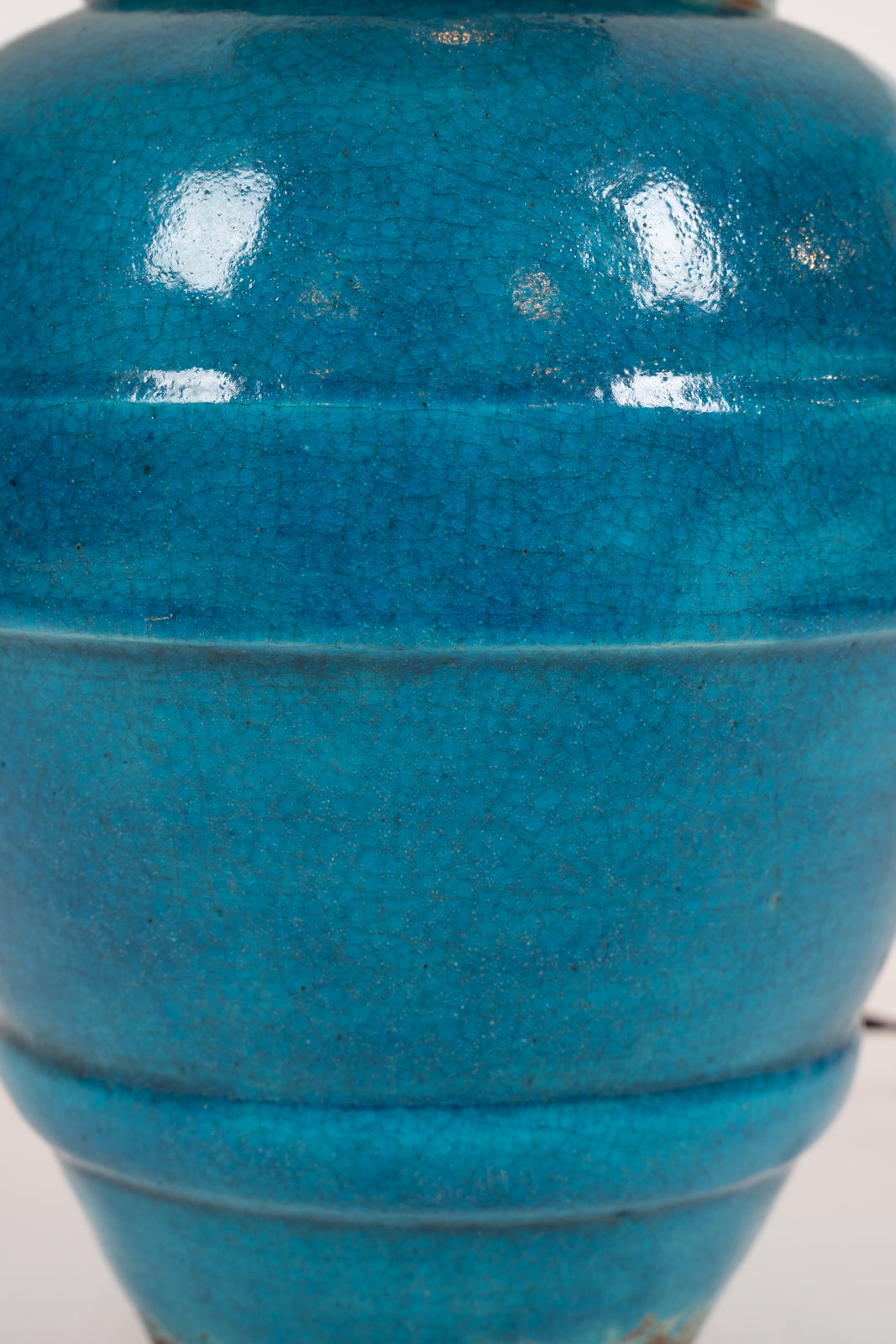 Turquoise blue glazed ceramic table lamp