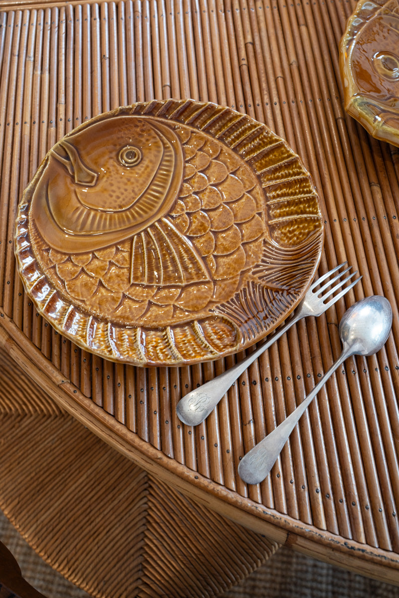 Set of ceramic fish plates and dish