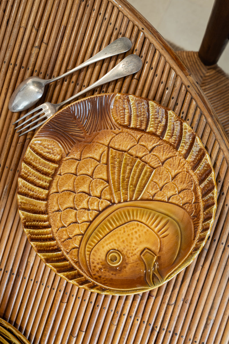 Set of ceramic fish plates and dish