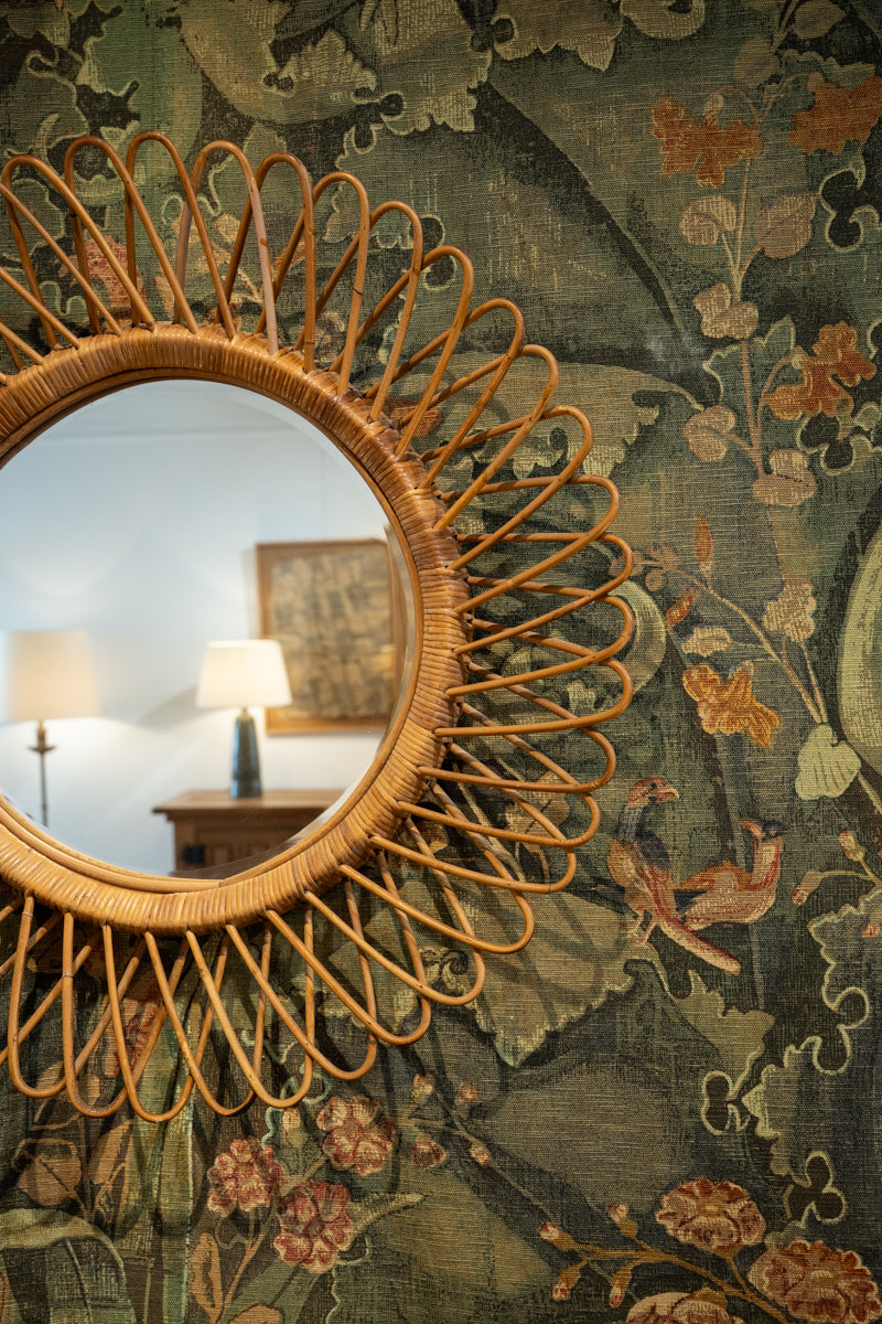 Circular bamboo mirror