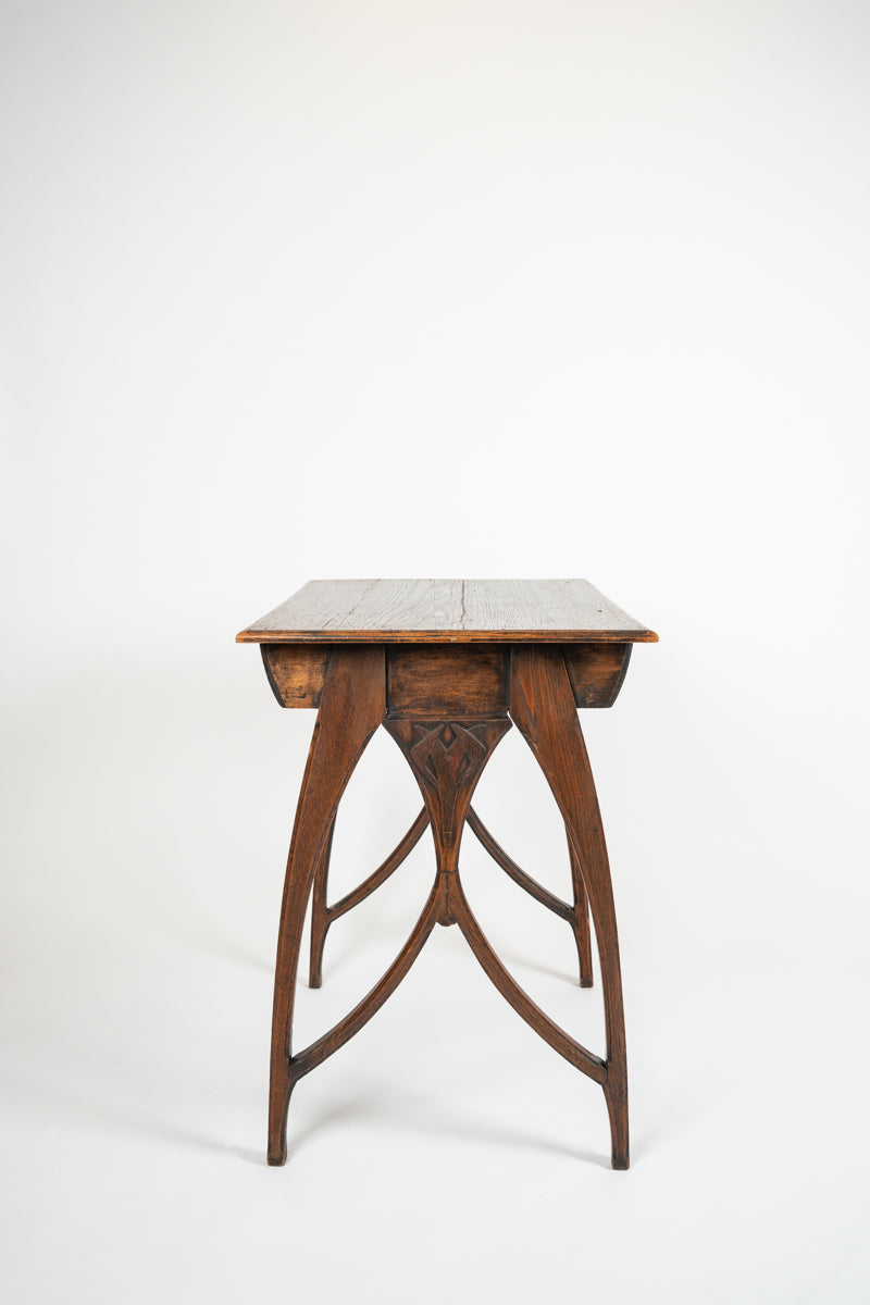 Small Art Nouveau oak console table