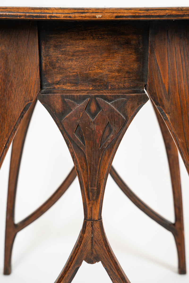 Small Art Nouveau oak console table