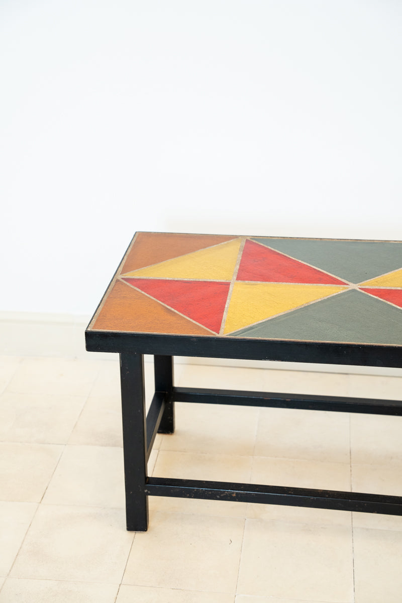 Table basse en fer forgé et pavés de verre