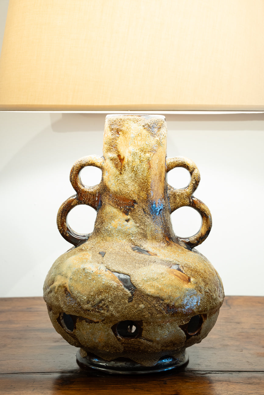 Twin handles ceramic table lamp
