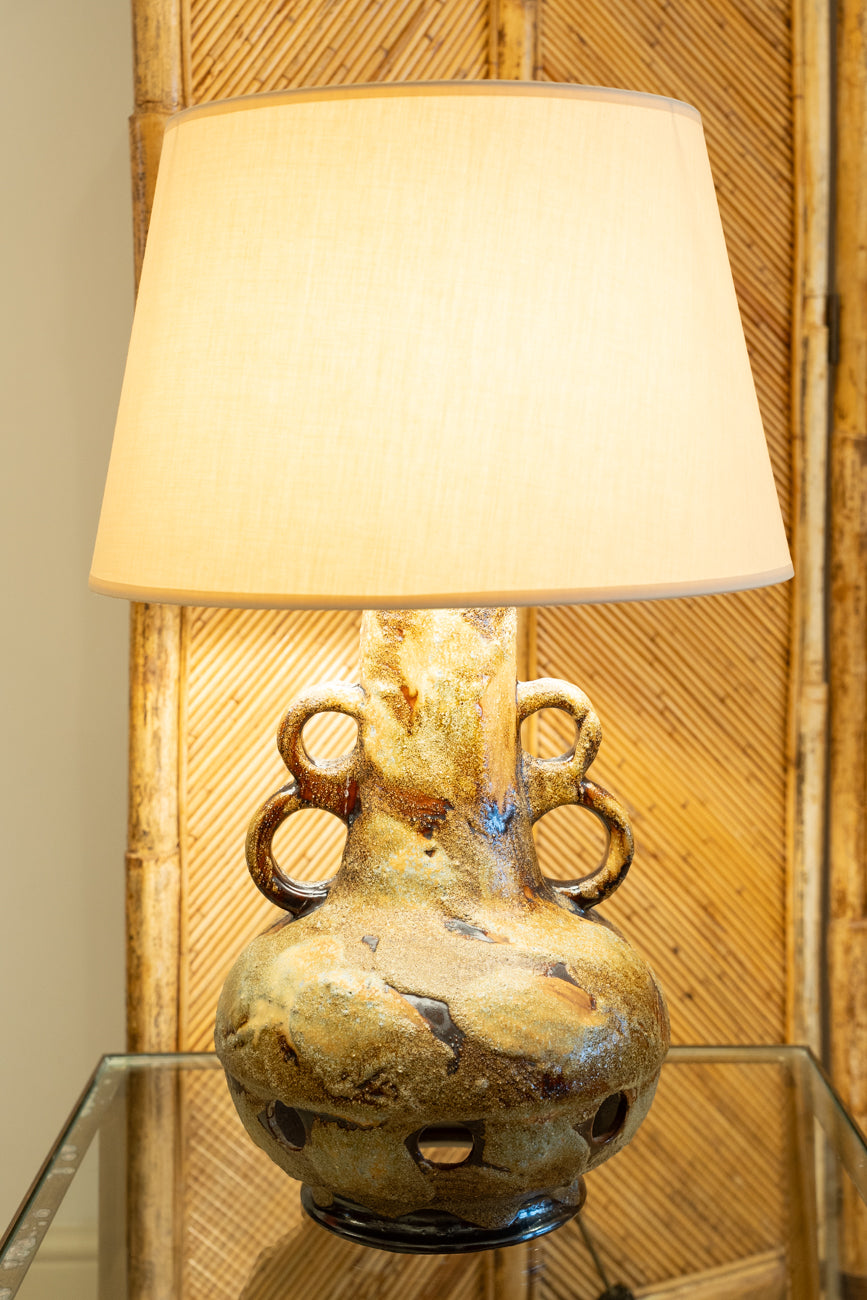 Twin handles ceramic table lamp