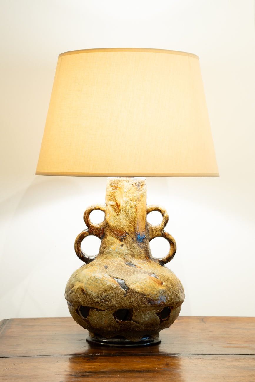 Twin handles ceramic table lamp