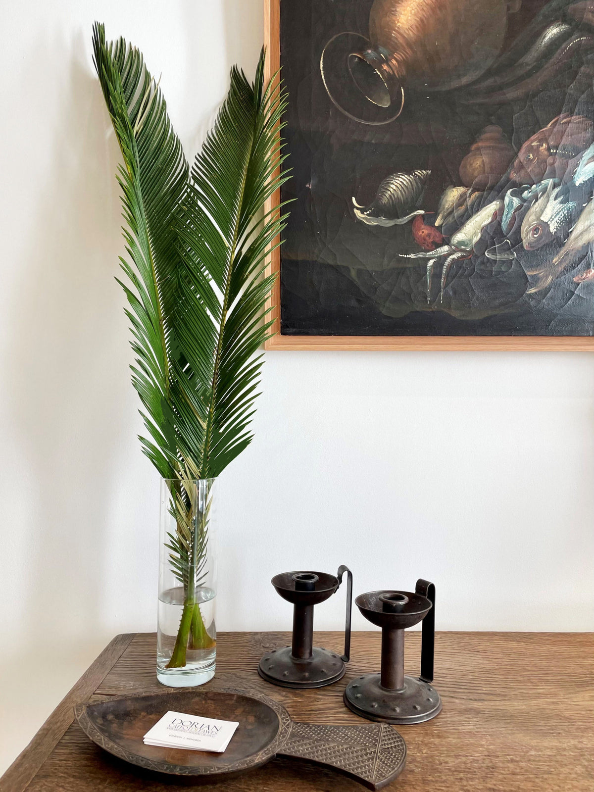 Pair of pewter candlesticks