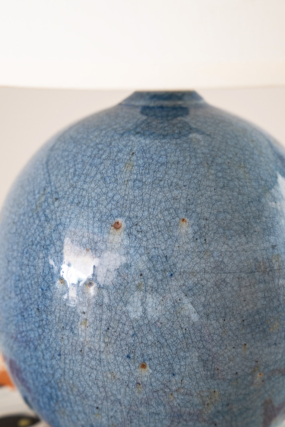 Blue glazed ceramic table lamp