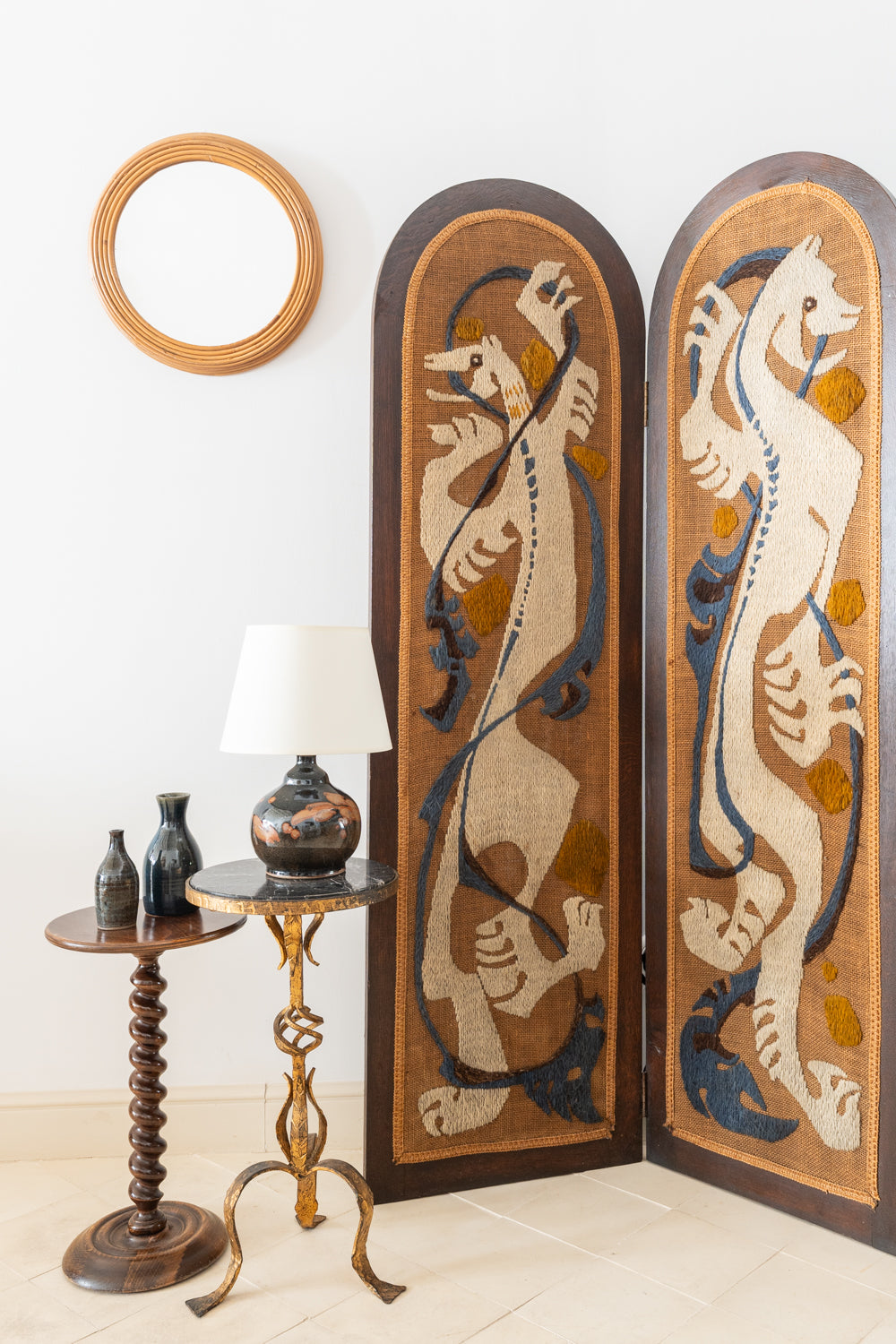 Miroir circulaire en bambou