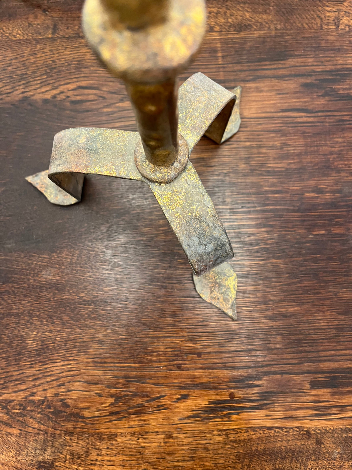 Wrought iron and gilt lamp